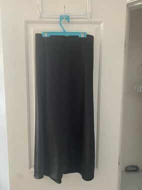 Dynamite Satin Black Maxi Slip Skirt